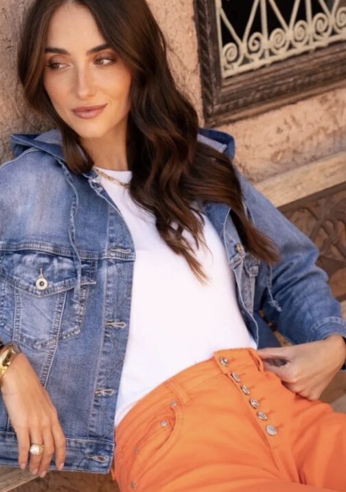 Veste jean à capuche femme
