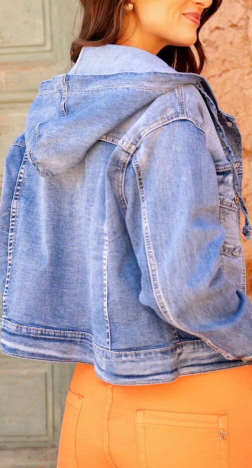 Veste jean à capuche femme
