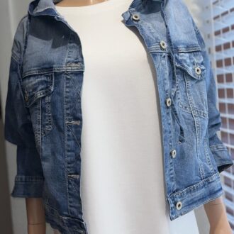 Veste jean à capuche femme