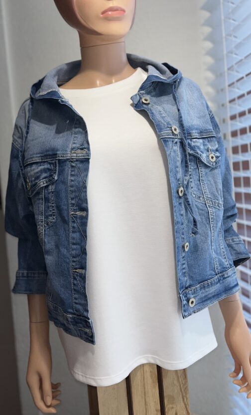 Veste jean à capuche femme
