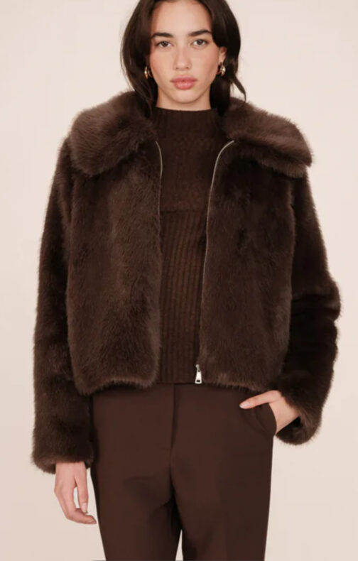 Veste fourrure femme chocolat - GRACE & MILA
