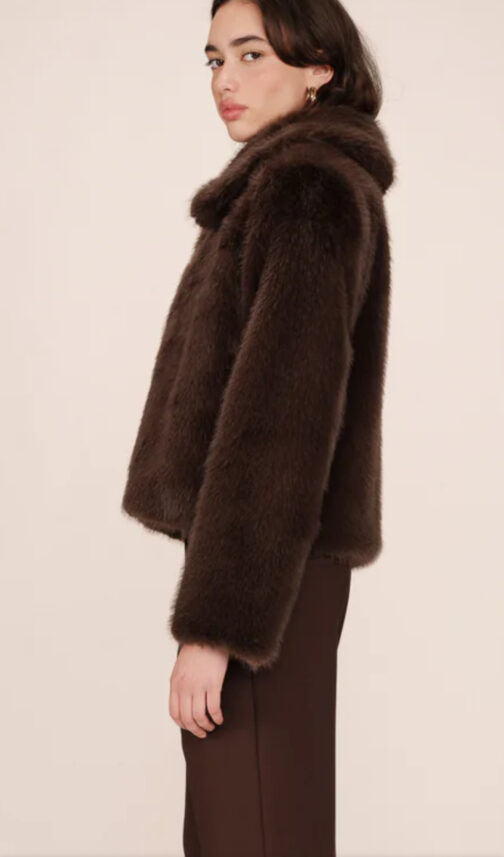 Veste fourrure femme chocolat - GRACE & MILA